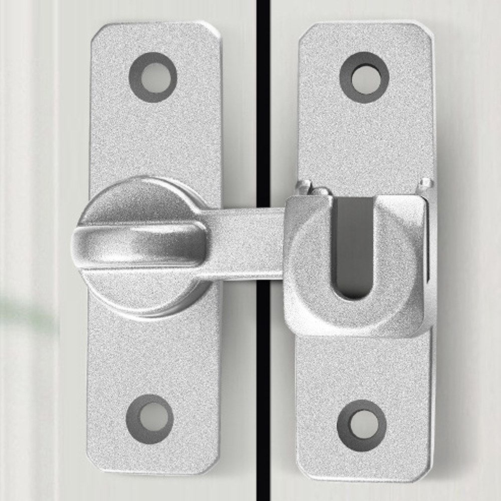 (2 Loquets Von Porte Coulissants Argentés In Alliage D'Aluminum, Fermeure Rapide Und Verrouillage De Porte Pour Salle De Bain, Chambre
