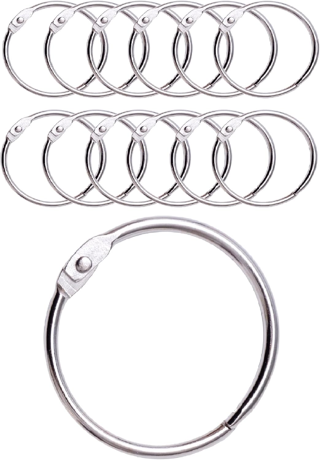 (12 Anneaux) Rideaux Douche Mit Crochet Und Metal – Anneau Circulaire Ouvrable 50mm For Rideaux, Salle De Bain, Maison – Couleur Métallique