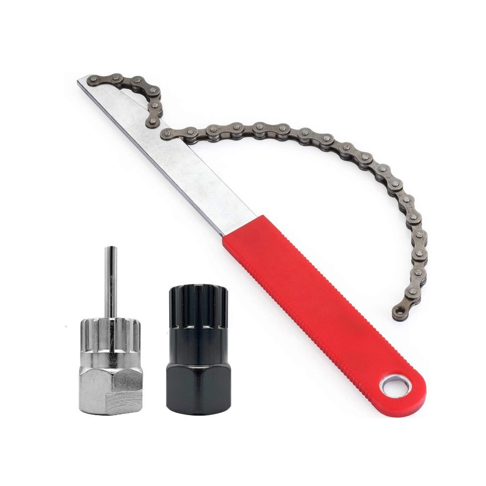 Kit Outil Démonte Cassette Vélo, Fouet À Chaîne Démonte Roue Libre Et Pedalier, Universel 3 Pieces Pour Réparation Velo