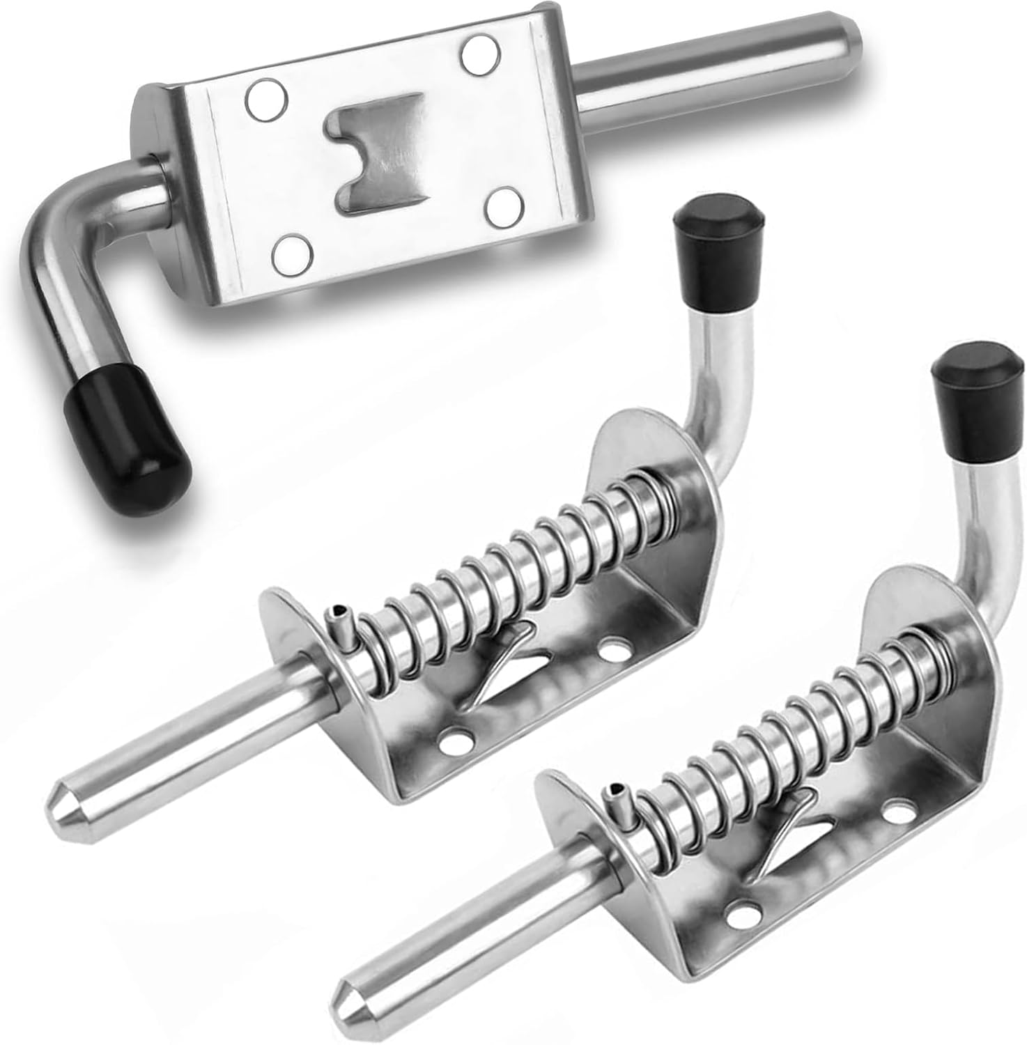 (2 Stück Loquet Ressort Robuste Inox, Boulons Und Ressort In Acier Inoxydable, Barrel Bolt Porte De Garage/de Jardin, Schild (10 X 128 Mm) (silber)