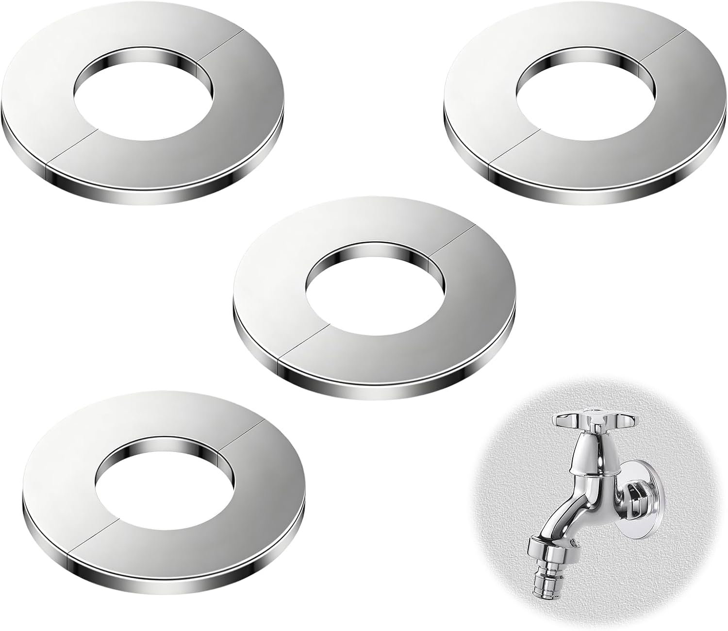 Lot Von 4 Rosaces Cache Tuyau In Acier Inoxydable 24 Mm, Cache Tuyau Radiateur Auto-adhésif, Rosace Mitigeur Douche