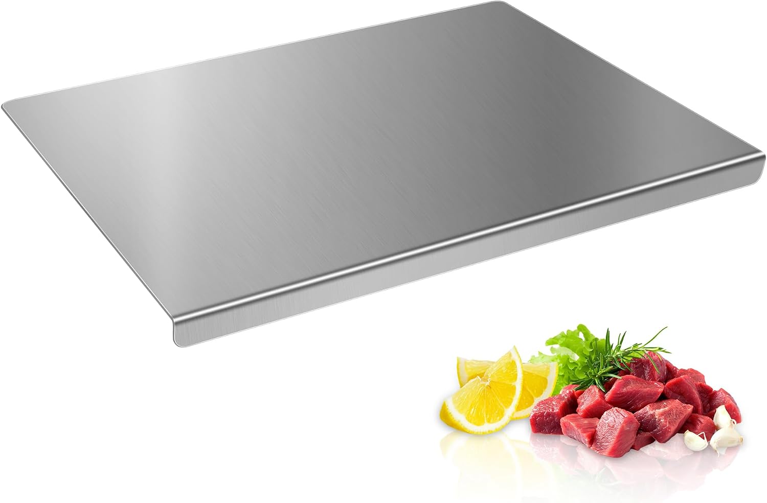 40 X 30 X 1 Cm Große Plakette Aus Rostfreiem Edelstahl Und Rostfreiem Edelstahl, Protege Plan De Travail Cuisine Mit Bord D'Arrêt, Schmerz Und Früchten