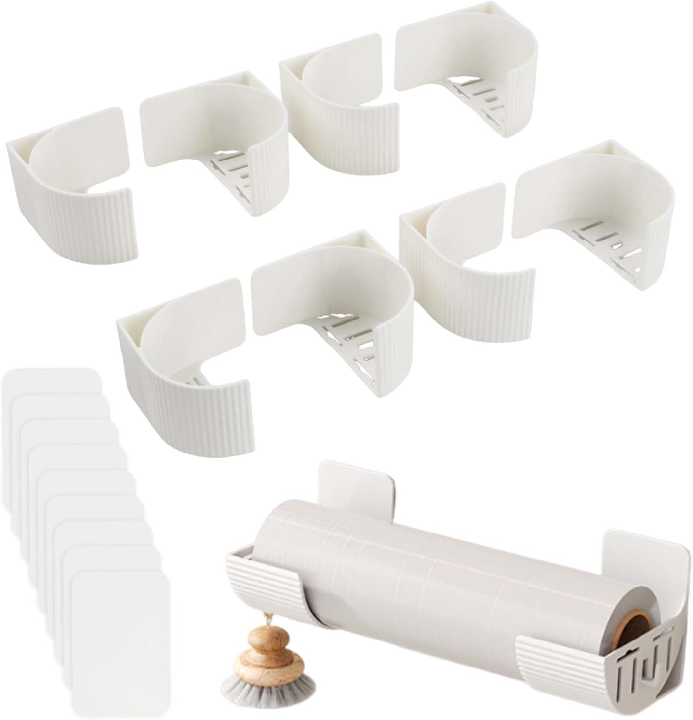 (4 Paare) Film Alimentaire Support Rangement Porte, Organisateur De Papier Aluminium, Distributeur De Sacs Poubelle Pour Armoire Rangement