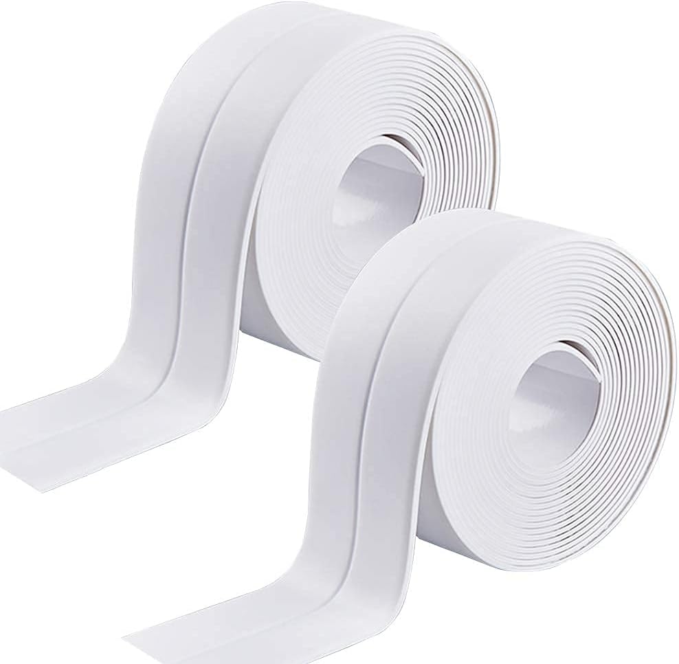 Joint Silicone Blanc Salle De Bain,2 Pcs Bande Etancheite Autocollante Scellant Etanche À La Moisissure Ruban D'Étanchéité De Bain Pour Cuisine Toile