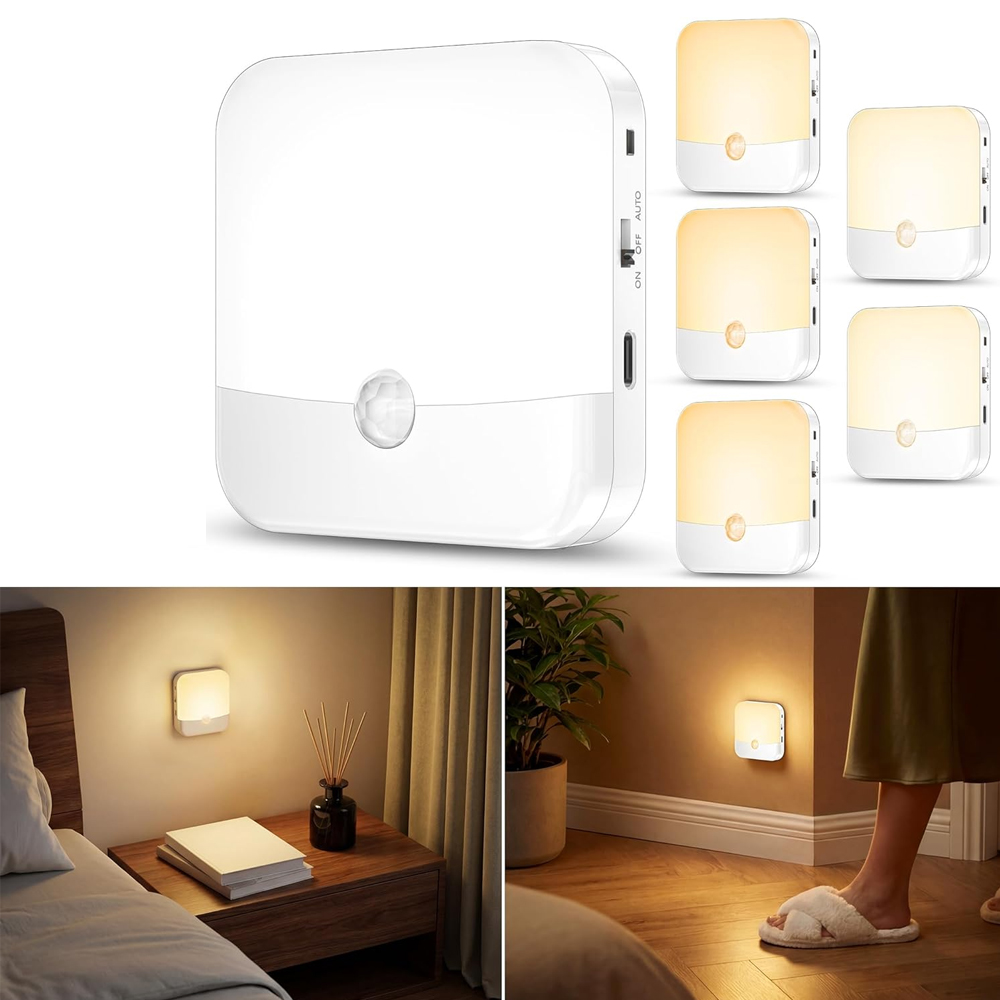 (6 Stück) Wiederaufladbare Led-leuchte Mit Bewegungsmelder, Sans-fil-lampe Für Den Innenraum, Automatischer Beleuchtung Für Zimmer, Küche Und Küche