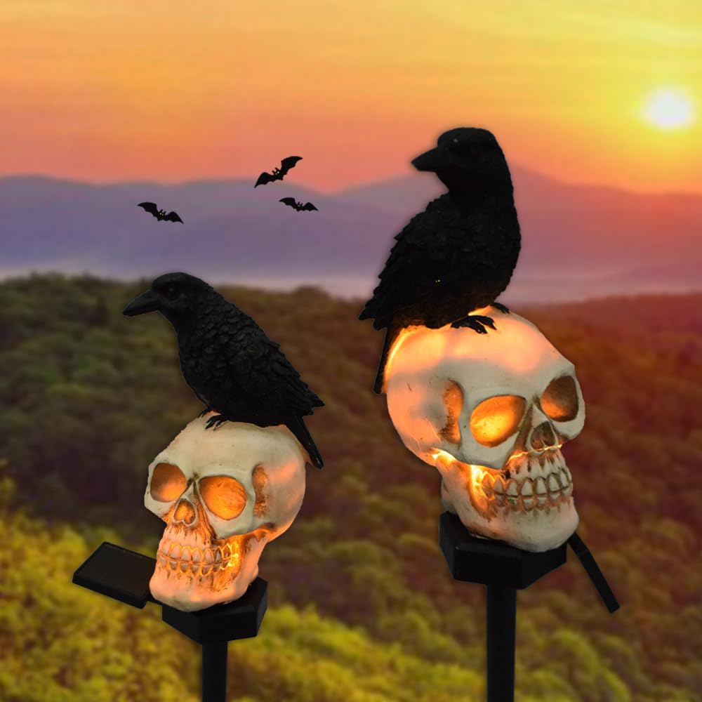 (2 Packungen) Led Solaire Kranichleuchten Von Corbeau, Außendekorationslampe Für Halloween-atmosphäre Und Mignon-kronleuchter Aus Kunstharz Von Corbeau