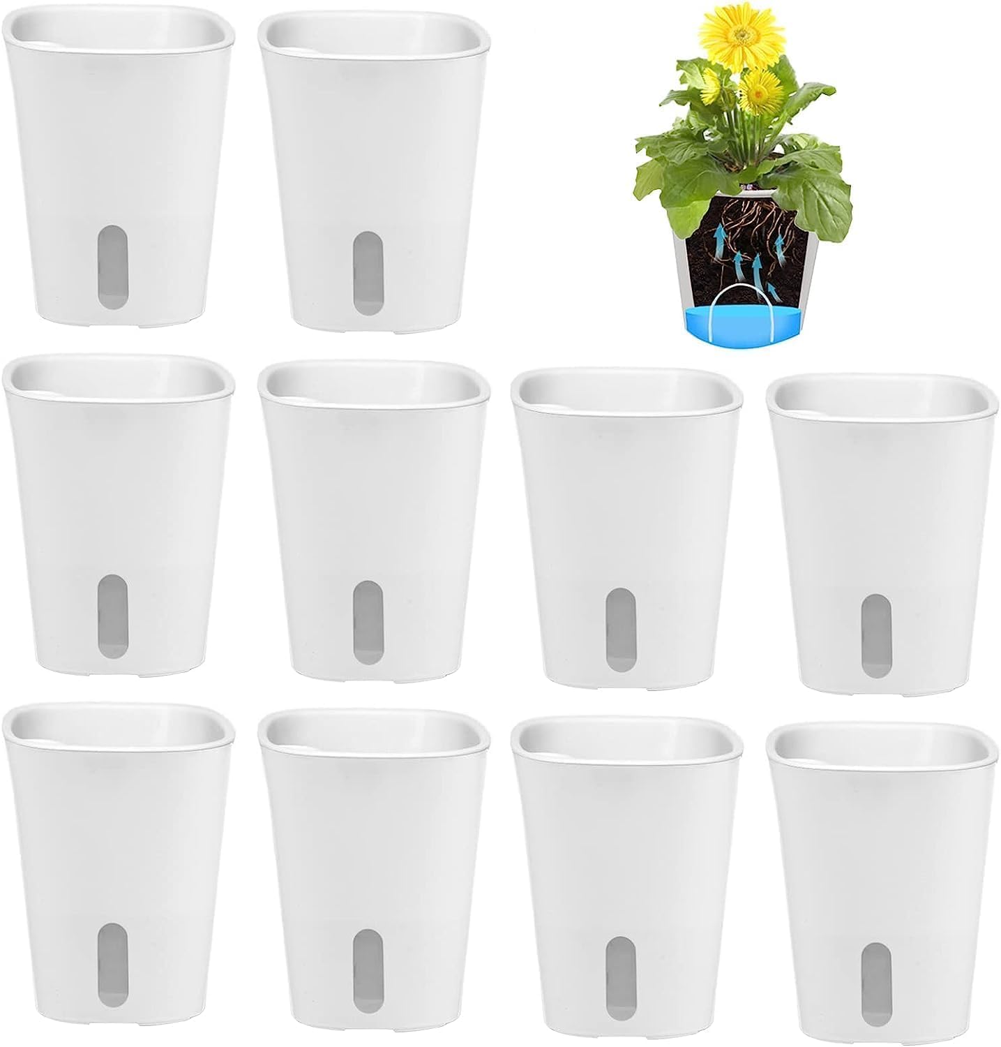 Lot Von 10 Blumentöpfen Mit Automatischer Arrosierung – Aus Kunststoff – Mini-blumentöpfe Mit Mechanischem System – Kleine Blumentöpfe Rund Für Pflanzen