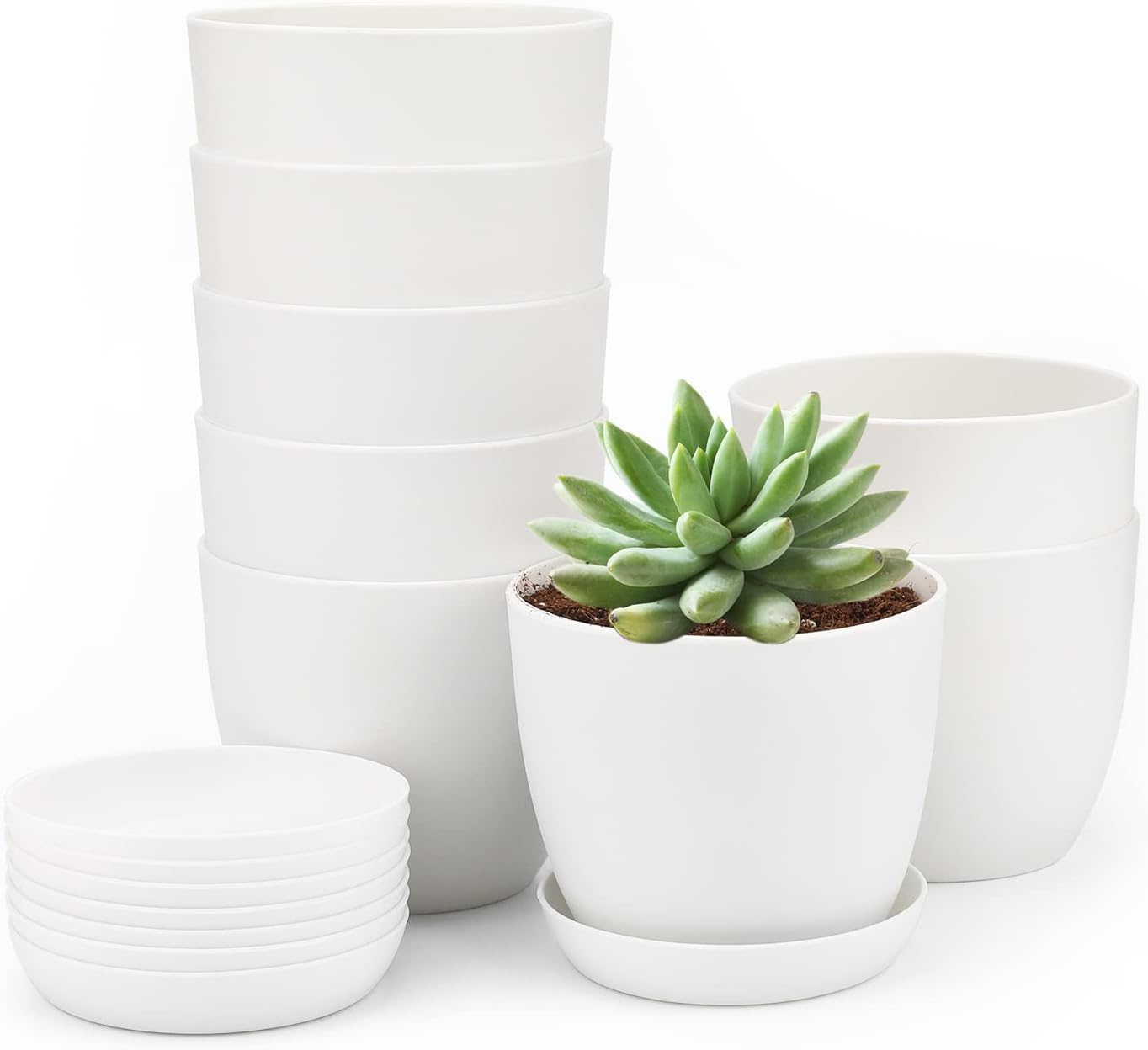(8 Stück) 10cm Cache Pot De Fleurs Plastic, Pot De Plante Extérieur, Pot De Fleurs Pepinière, Adapté For Balcon Intérieur, Bureau, Extérieur,blan