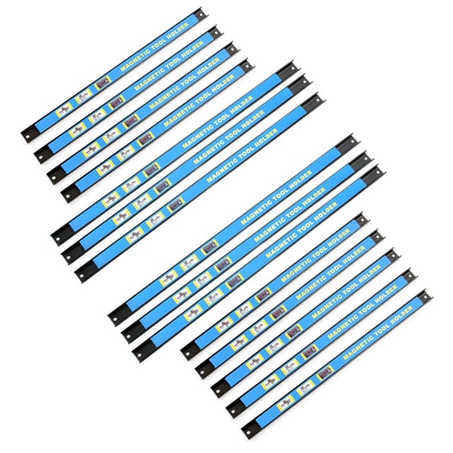 Wiltec Magnetleiste 15er Set 9x46cm und 6x61cm Werkzeughalter aus Stahl Schiene als Wandhalterung für Werkstatt zur Wandmontage Werkzeugmagnetleiste