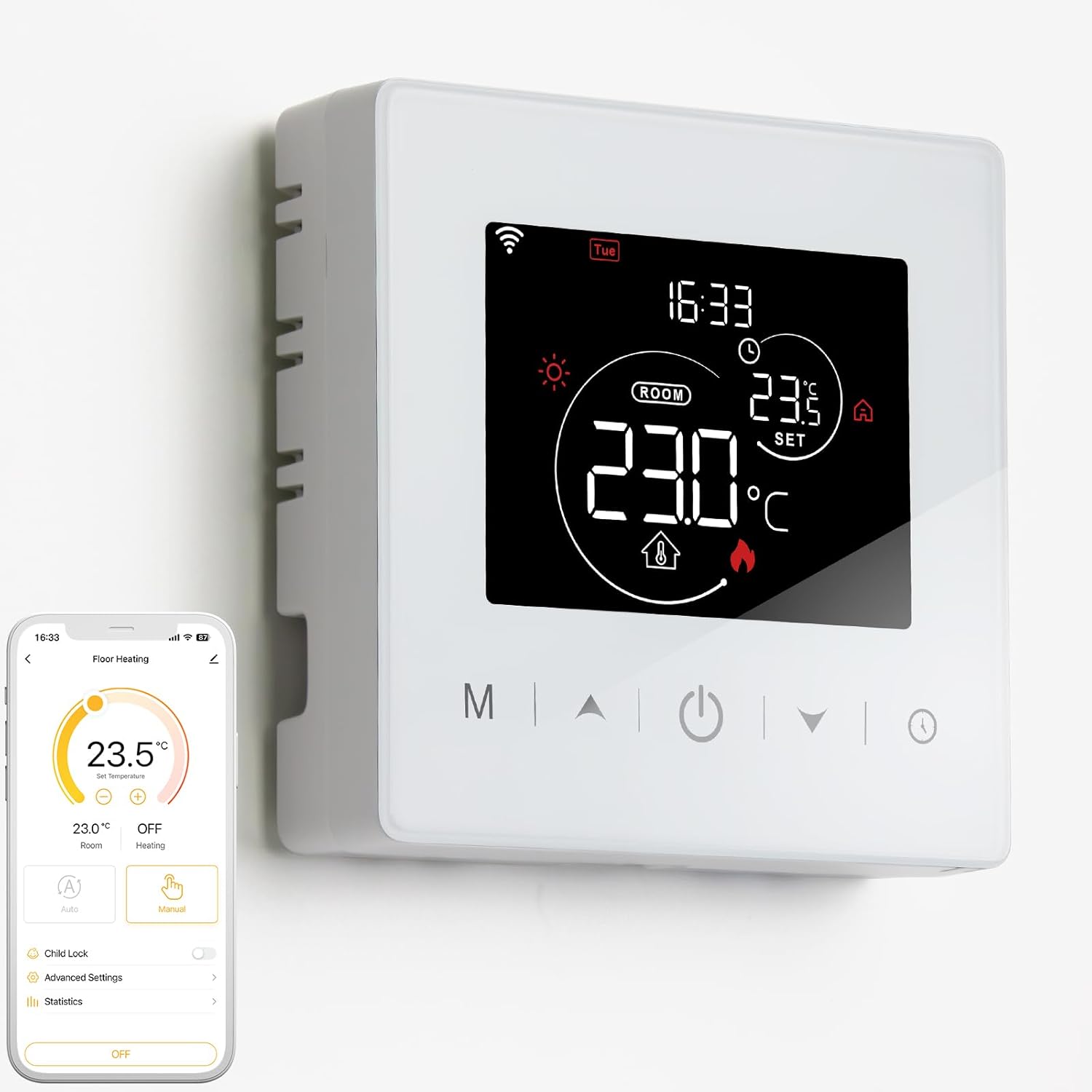 Thermostat Connect Wifi, Thermostat Chaudière Gaz À Pile, Thermostate 2 Fils, Thermostate D'Ambiance Programmable Quotidienne, 3a, Murale