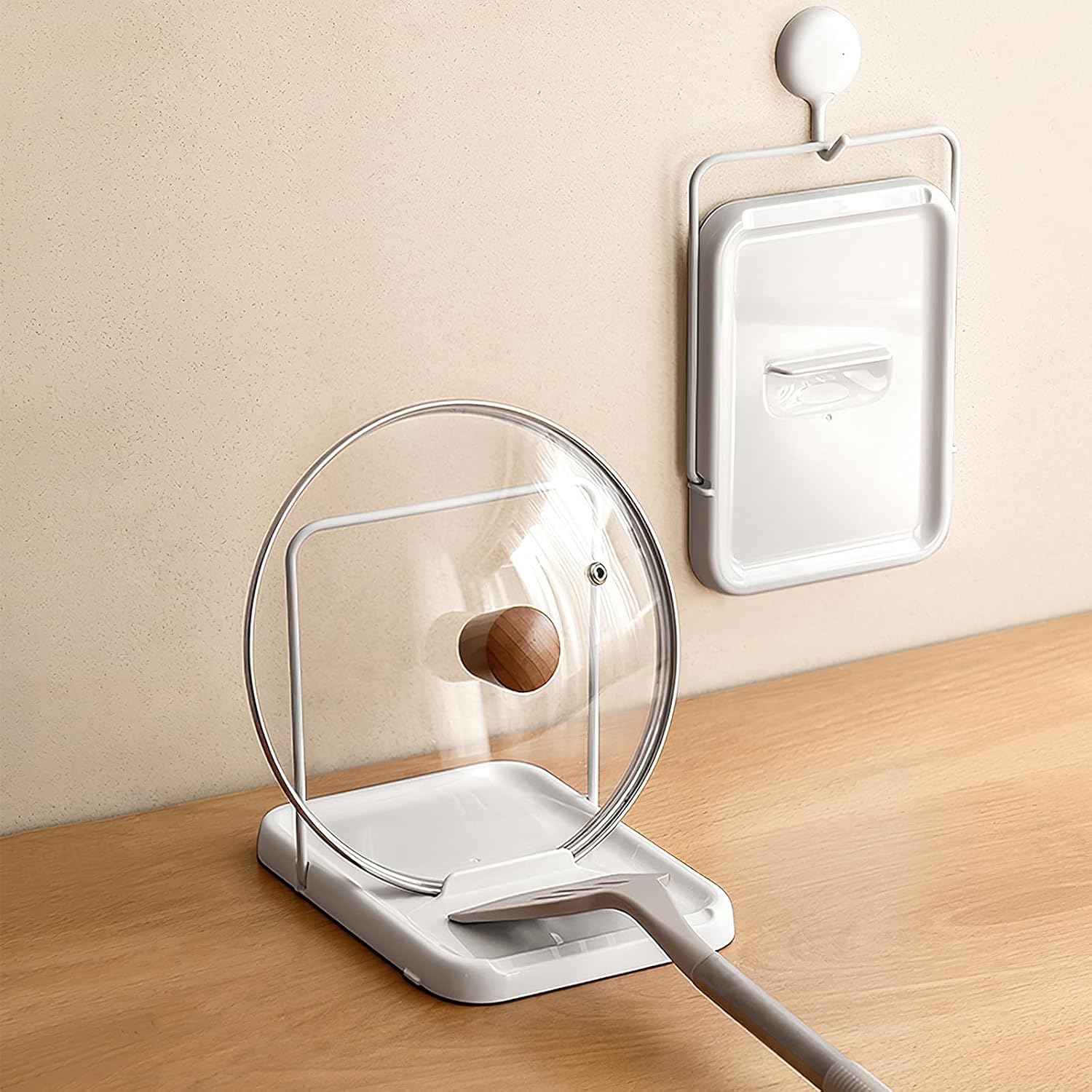 Range Couvercle Pliable, Porte Couvercle Cuisine, Durable Support Couvercle Casserole, Facile À Nettoyer Repose Cuillère Cuisine, Rangement Casserole