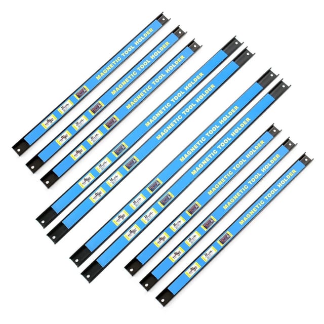 Wiltec Magnetleiste 10er Set 6x46cm und 4x61cm Werkzeughalter aus Stahl Schiene als Wandhalterung für Werkstatt zur Wandmontage Werkzeugmagnetleiste