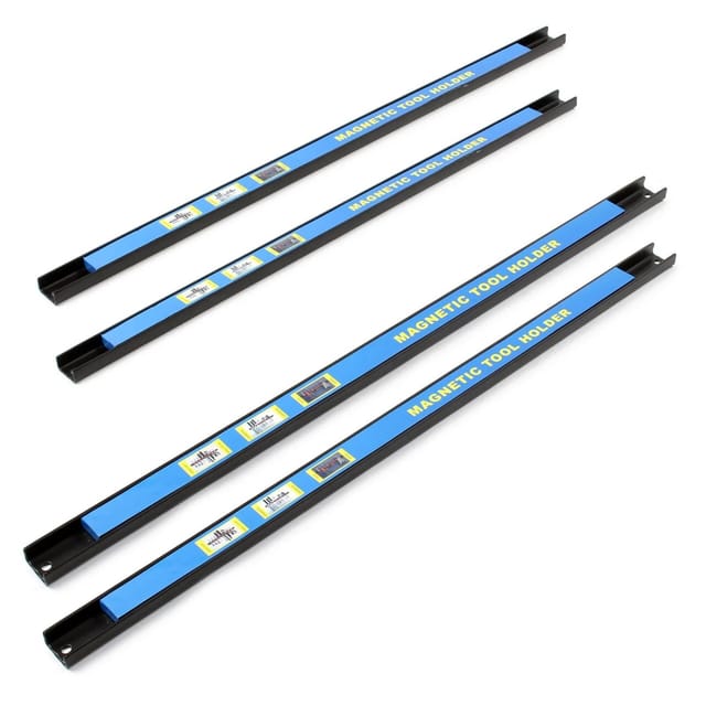 Wiltec Magnetleiste 4er Set 61cm Werkzeughalter aus Stahl Schiene als Wandhalterung für Werkstatt zur Wandmontage Werkzeugmagnetleiste Werkzeugwand