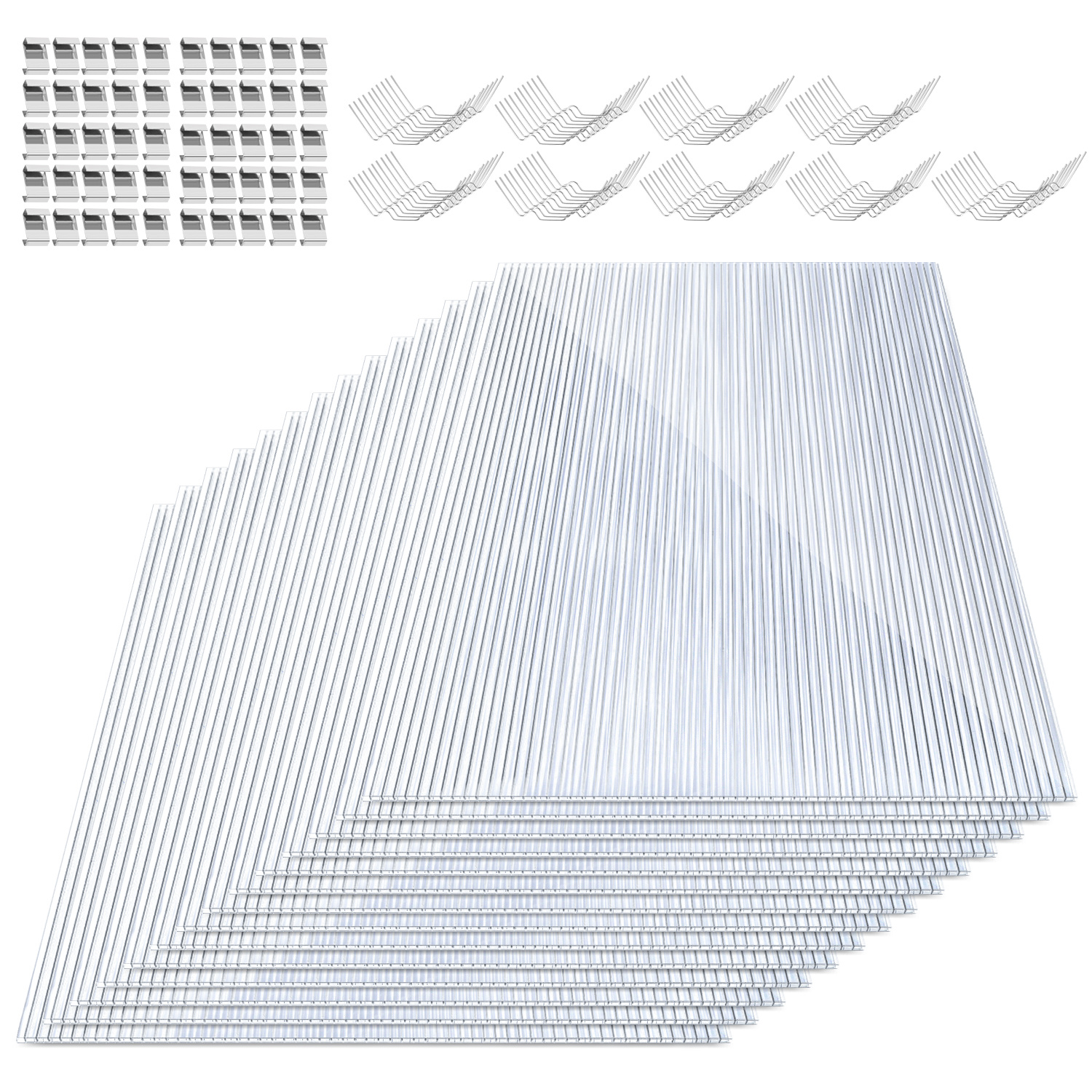 Jiubiaz 4 Mm Doppelstegplatte Polycarbonat Klar 121 X 60,5 Cm, 28 Stück Für Gewächshaus, Dach & Terrassenüberdachung, Inkl. 50 W-clips & 50 Z-clips Aus 304 Edelstahl