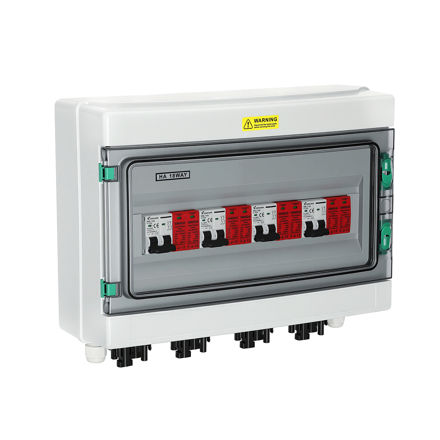 Jiubiaz Solar Anschlusskasten 4-strings Dc 1000v 32a Überspannungsschutz Pv T2 Photovoltaik Ip65 Generatoranschlusskasten 18-module Mit Solarstecker Pv-anlage