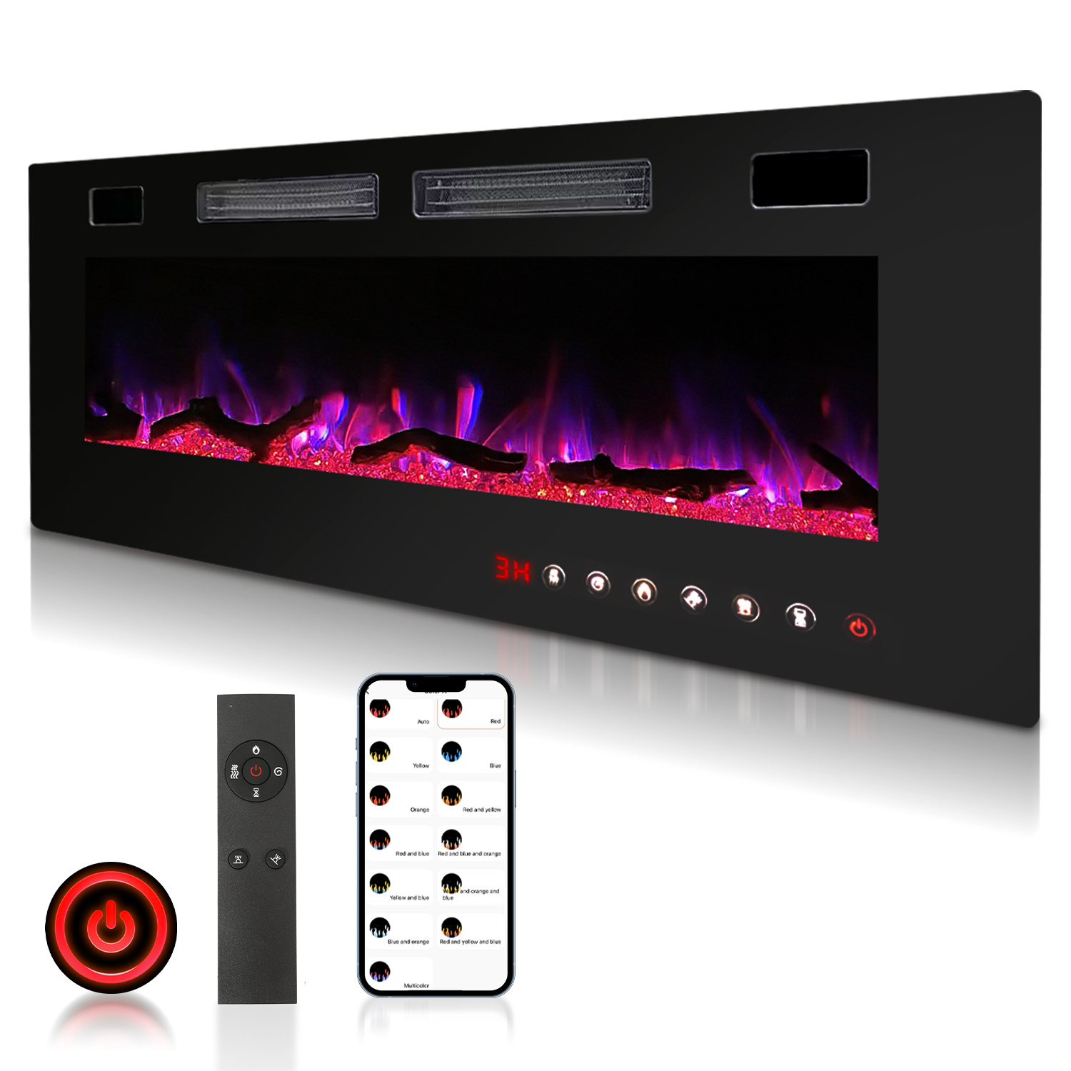 Jiubiaz Elektrokamin 50 Zoll, 750 W/1500 W, App-steuerung Und Fernbedienung Elektrischer Kamin