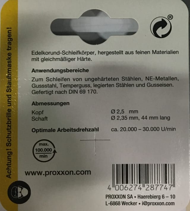 Proxxon - Edelkorund-Schleifkörper (Zylinder), 5 Stück - 28774