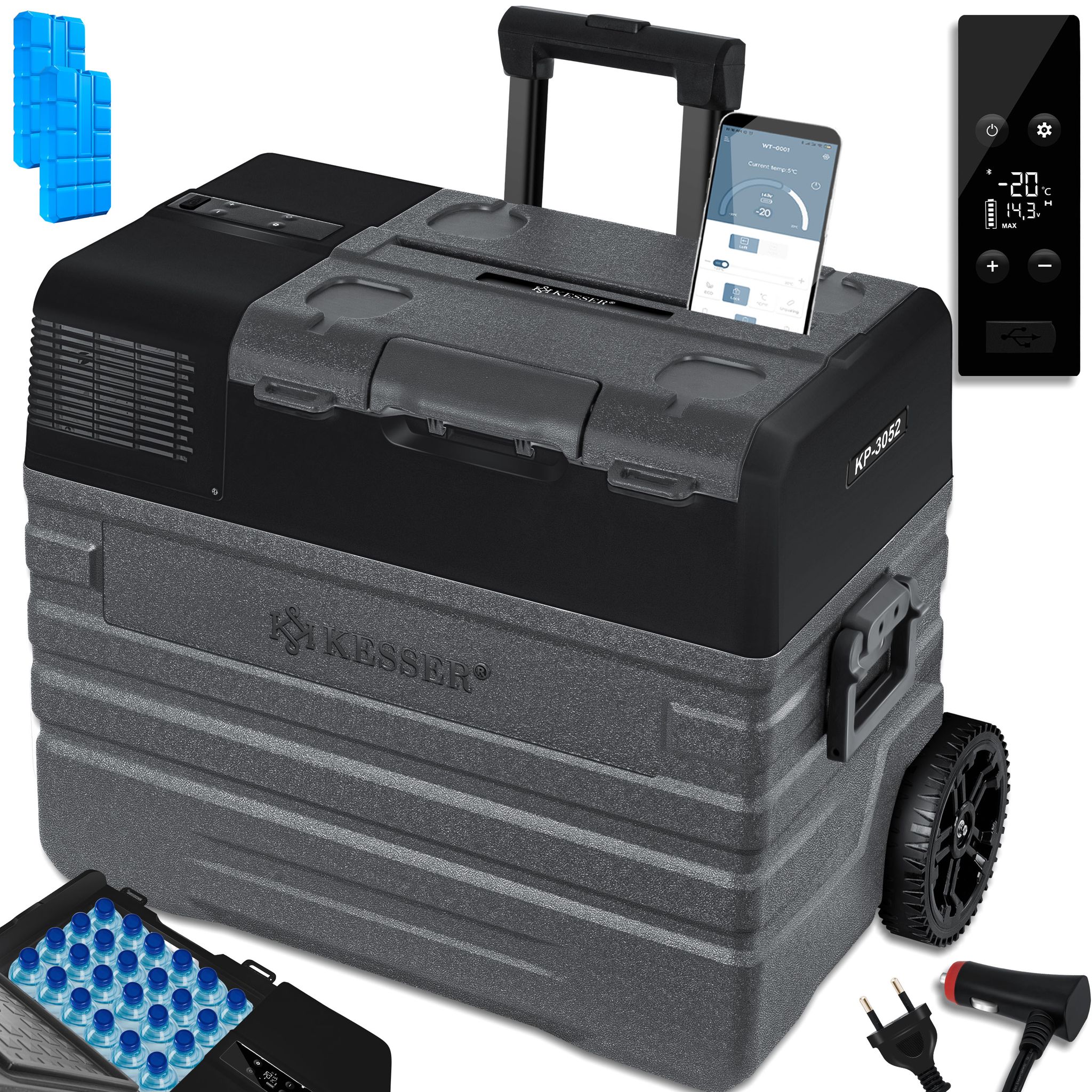 Kesser® Kompressor-kühlbox 42-52l, -20 °c - 52 L, Anthrazit, Schwarz