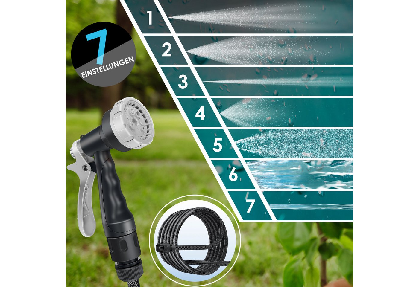 Kesser® Schlauchtrommel Wandmontage, Auto-aufrollung - 15 M, Anthrazit / Schwarz Bild 5