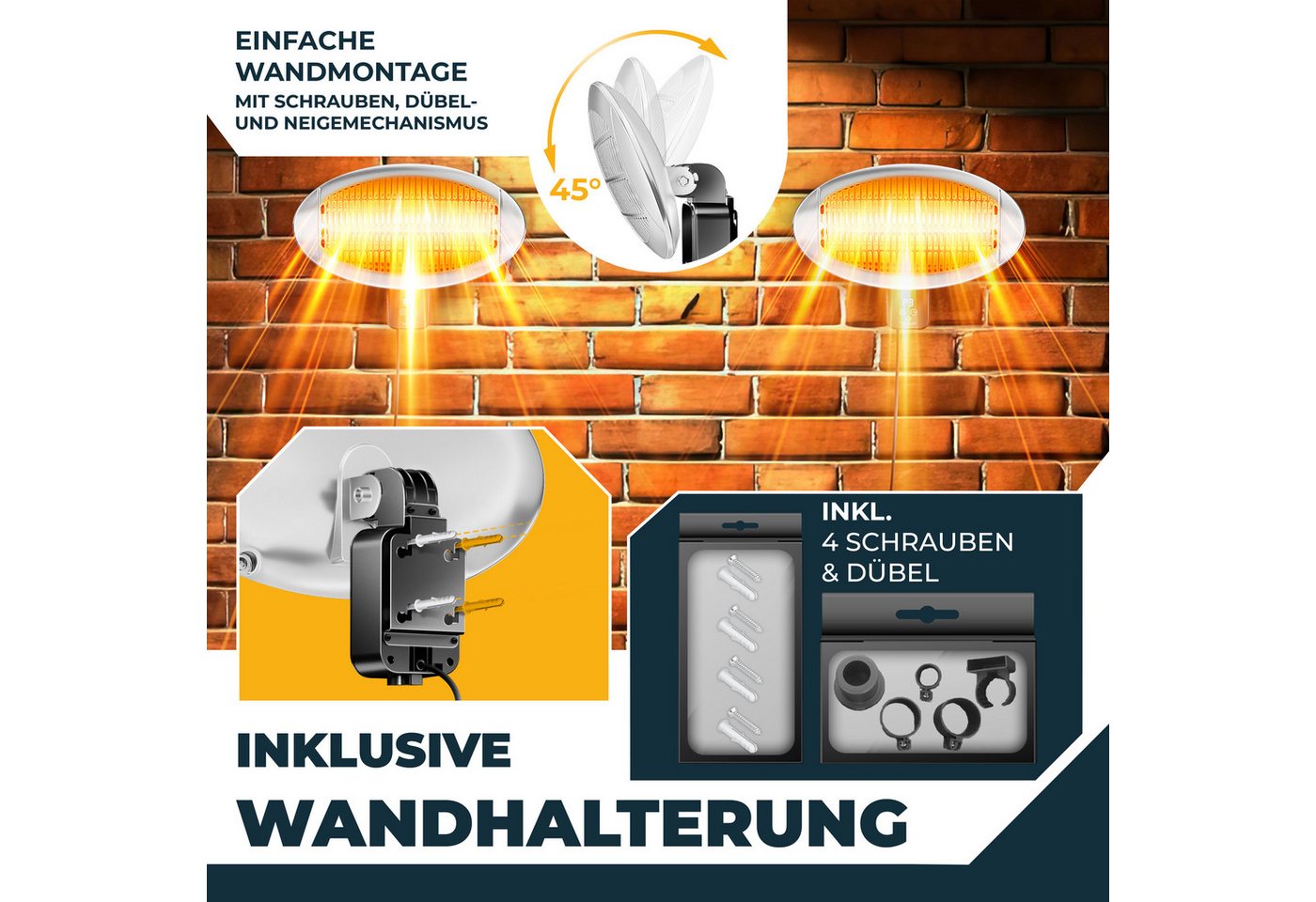 Kesser® Infrarot-heizstrahler, 2000 W, Wifi - Silber / Weiß