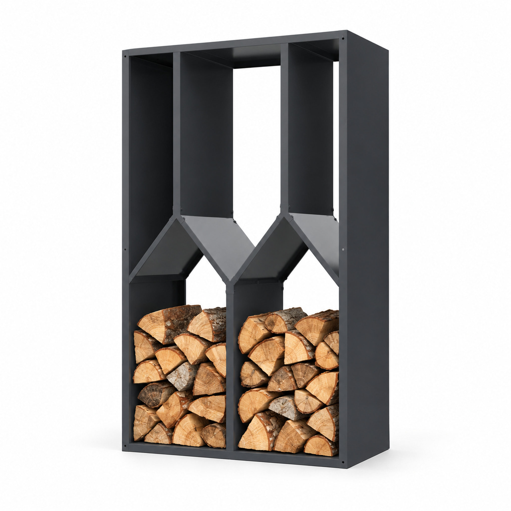 Kaminholzregal Nikos Brennholzregal Aus Verzinktem Stahl Baumdesign 95 × 50 × 160 Cm