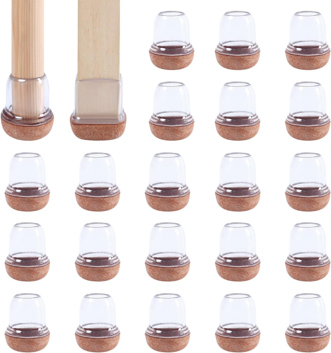 Set Mit 24 Stuhlbeinschonern Mit Transparenter Filzpolsterung, 1,9 Cm Dicke Silikon-stuhlbeinüberzüge