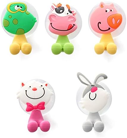 Ein Set Aus 5 Zahnbürstenhaltern Mit Saugnapf In Form Von Comic-tieren, Zahnbürstenhalter Für Kinder