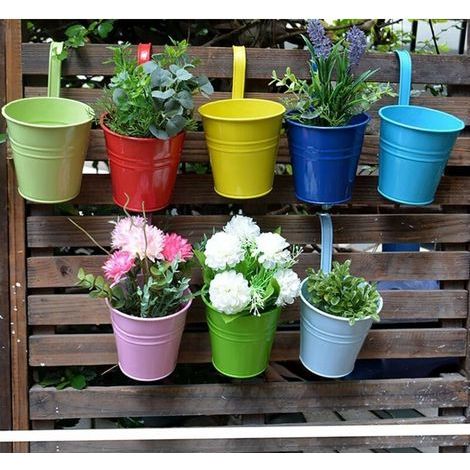 Hängende Eisentöpfe Für Blumen, 8 Stück – Innendekoration Für Balkon Und Wand – Mini-größe 3,9 X 2,6 X 3,9 Zoll – Leuchtende Farben