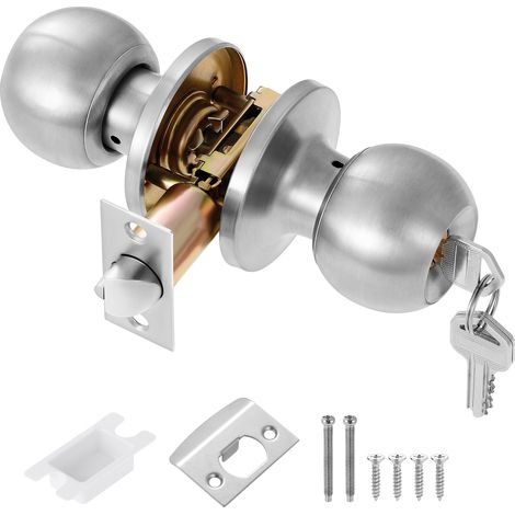 Türgriff Mit Schloss Und Schlüssel, Eingangstürgriff Für Schlafzimmer/badezimmer/büro/arbeitsplatz (silber)