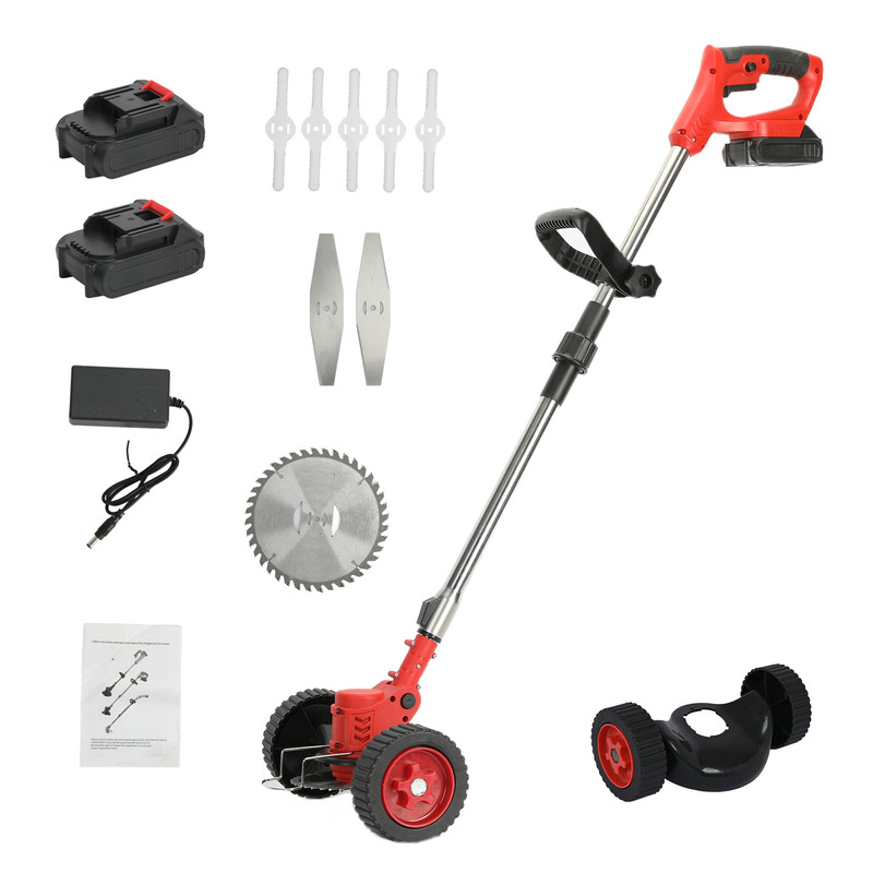 Fianao – Rasentrimmer – Unkrauttrimmer – Akkubetrieben, 21v 2000mah, Aufladbar, Ausziehbarer Stab, D-griff – Für Rasen- Und Unkrautbeseitigung – Maße: 120 × 30 × 15 Cm – Rot
