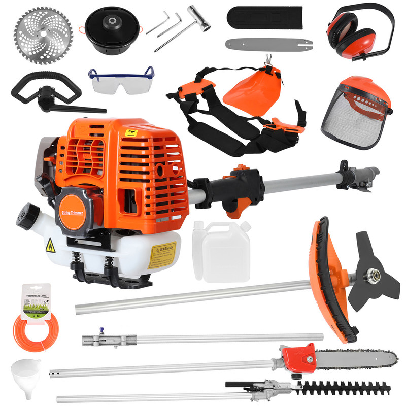 Fianao – Rasenmäher – Multifunktionsgartengerät – 5-in-1, 52 Cm³ 2-takt-motor, Heckenschere, Freischneider, Kettensäge – Für Gartenpflege – Maße: 180 × 26 × 26 Cm