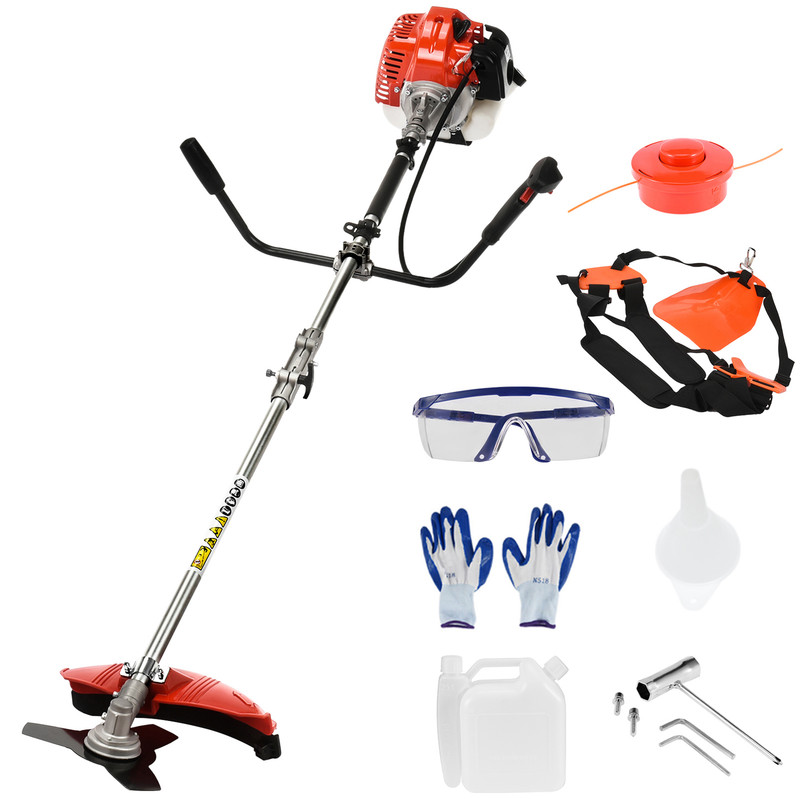 Fianao – Heckenschere – Freischneider – 52 Cm³ 2-takt Benzinmotor, Gerader Schaft, Rückentragbar, Leistungsstark, Mit Schutzausstattung – Für Gartenpflege – Maße: 180 × 35 × 35 Cm – Rot