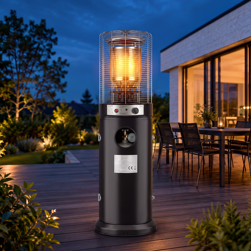 Gbly Gas‑terrassenheizer Mit Piezo‑zündung Kippschutz Mobil Mit Rollen Außenheizer Für Garten Heizfläche 20‑60 m²