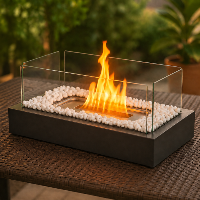 Gbly Bioethanol‑kamin Für Innen‑ Und Außenbereich, 4 Glasabweiser Und 250 ml Tank