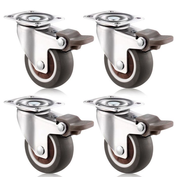 4er-set Lenkrollen 50 Mm Mit Bremse – 360° Drehbar – Belastbar Bis 25 Kg Pro Rolle – Inklusive Montageschrauben – Home Nature Wohnkonzept