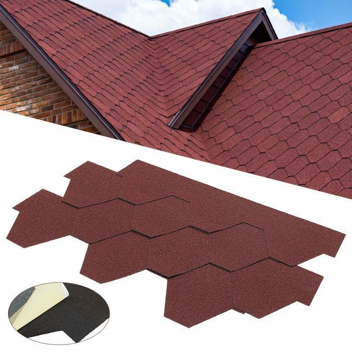 Bitumenschindeln Für Dächer – Mosaik-schindeln – 3 M² – 21 Stück – Witterungsbeständig – Rot – Home Nature Wohnkonzept