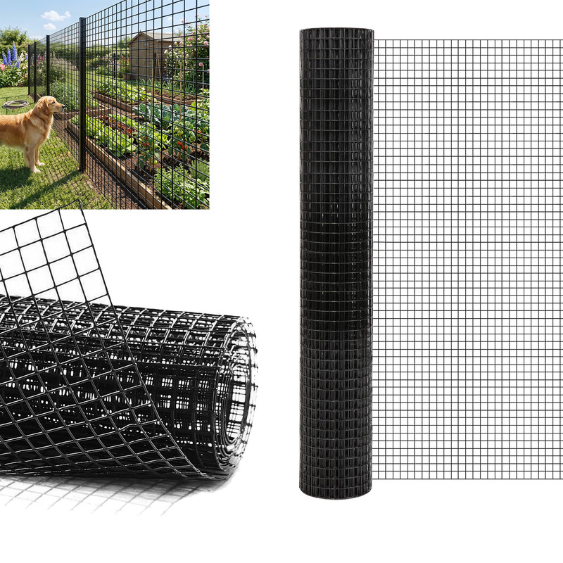 Flexibles Drahtgeflecht – Maschenweite 12 × 12 Mm – 1 × 25 M – Schwarz Kunststoffbeschichtet – Für Garten Und Tierhaltung – Home Nature Wohnkonzept