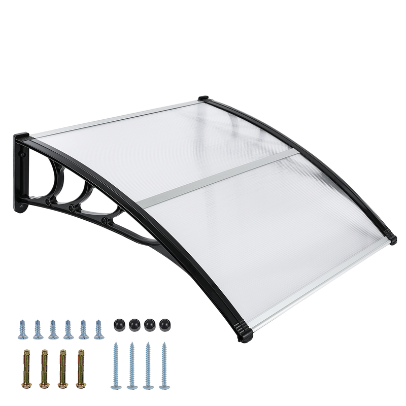Türvordach – 120 × 80 Cm – Transparentes Polycarbonat – Schwarze Halterungen – Uv- Und Witterungsbeständig – Home Nature Wohnkonzept