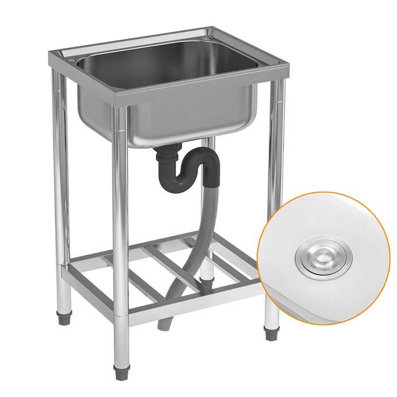 Edelstahl-küchenspüle – 1 Becken – Wasserhahn – Tiefes Becken – Für Gewerbe Und Außenbereich – 50 × 40 × 80 Cm – Home Nature Wohnkonzept