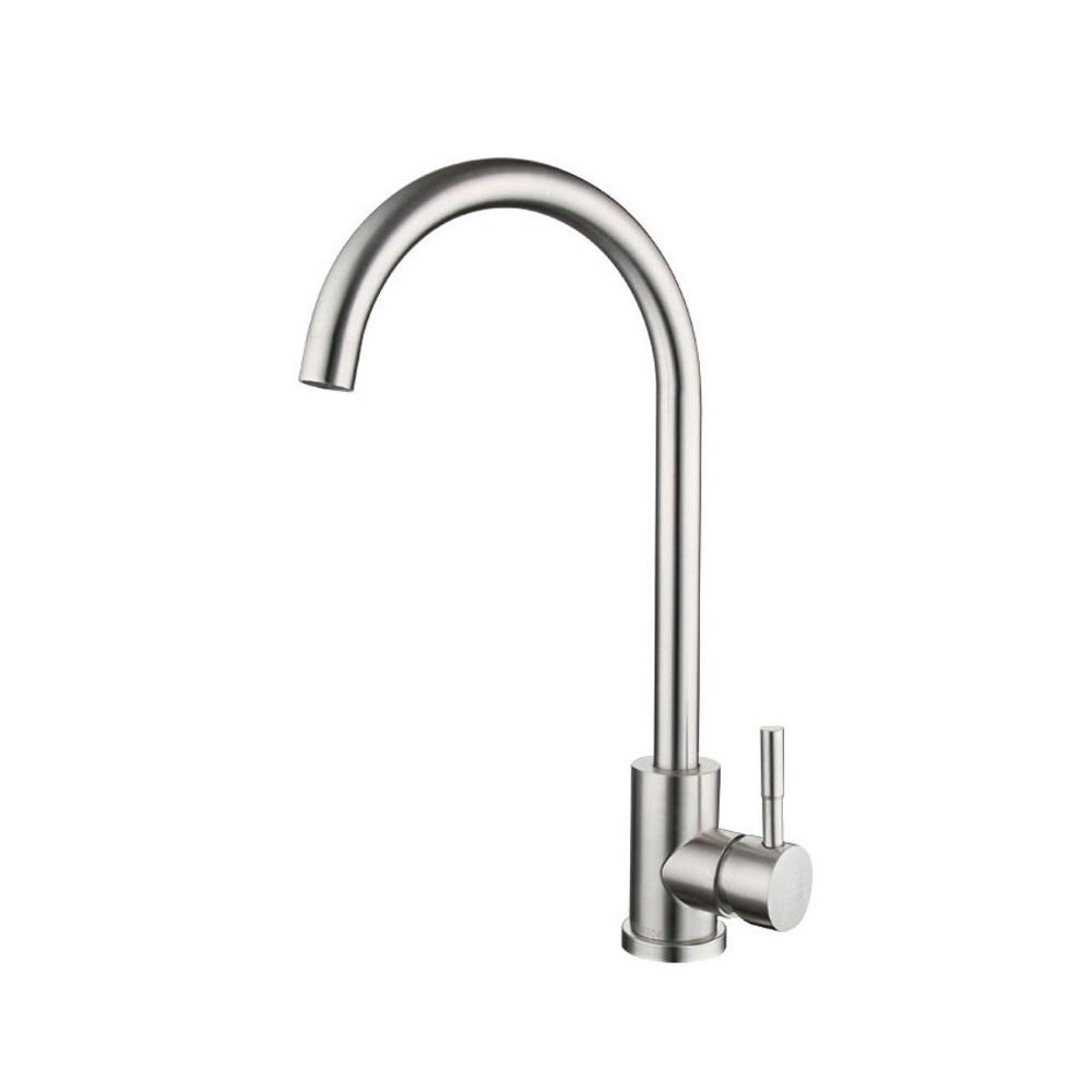 Mitigeur Lavabo Haut Inox Brossé, 360 Degrees, Eau Chaude Und Froide, Inox Sus304, Bec Pivotant Und Deux Flexibles 60 Cm