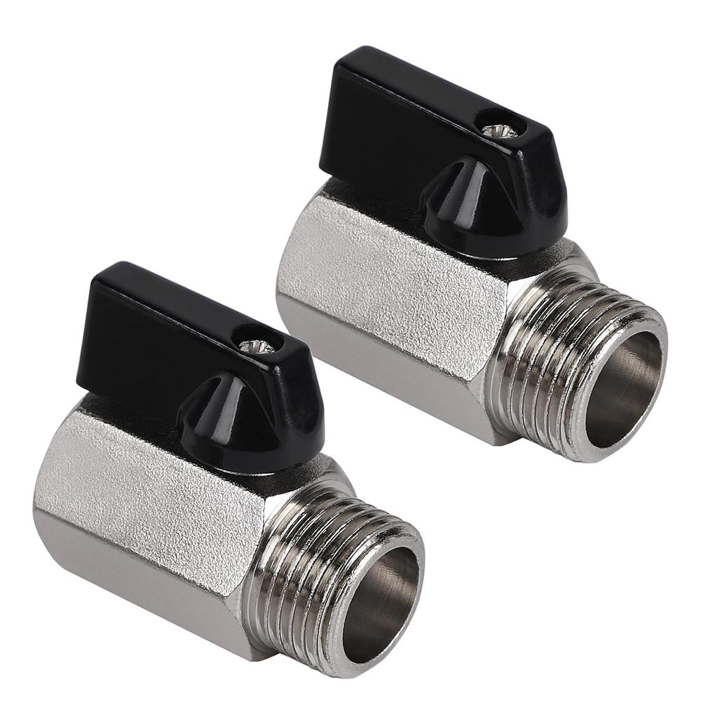 (2 X Robinets) À Tournant Sphérique Mini 1/2" Mâle X 1/2" Femelle, Vanne À Boisseau Sphérique In Laiton Nickelé