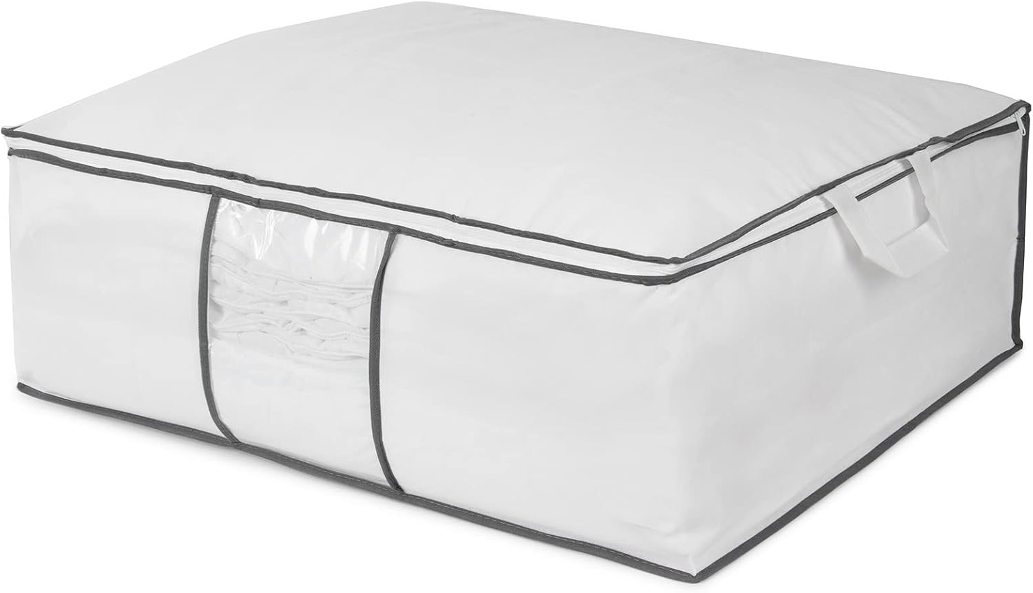 Compactor – Housse De Rangement Pour Couette Et Vêtements Zippée With Poignées, Coloris Blanc Et Liseré Gris, Rangement Posters