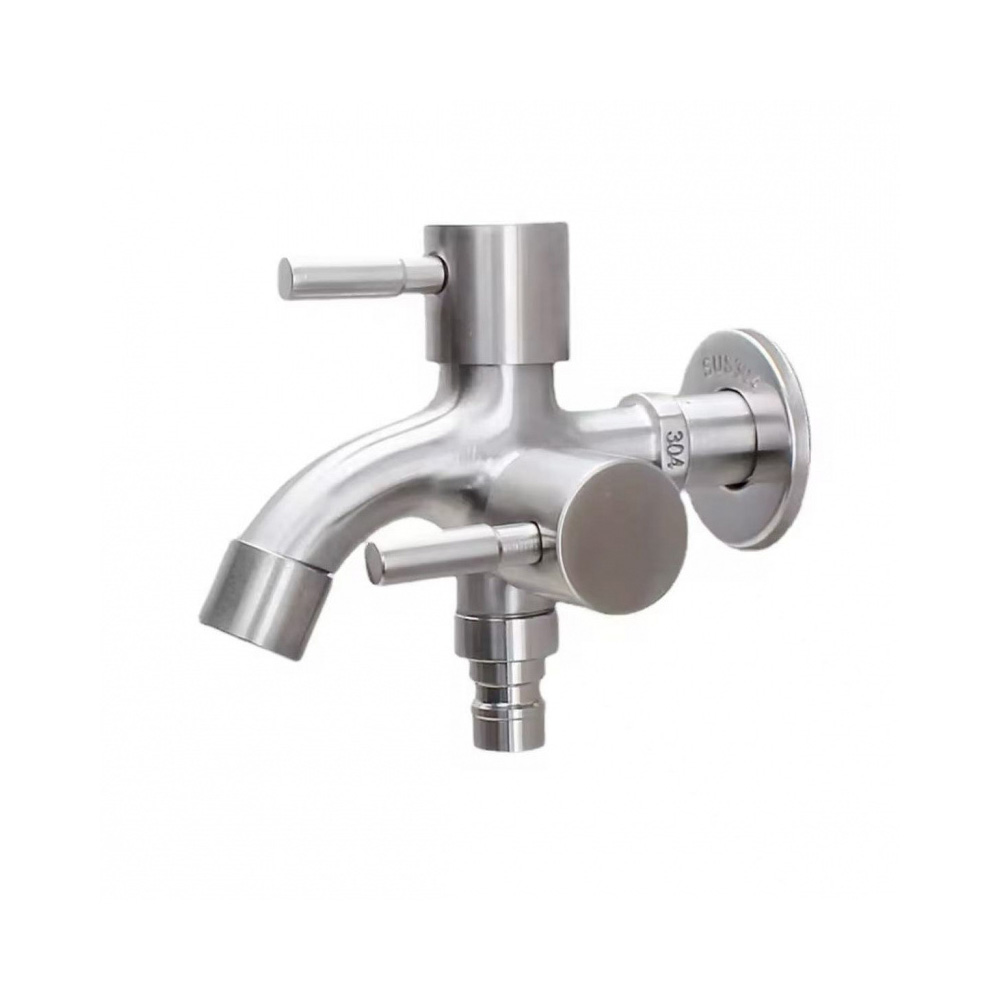 Robinet Double, Robinet De Jardin, Double Bec, Robinet De Machine À Lavar And Steel Inoxydable, Robinet Multifunktion 1 Und 2 Für Den Garten, Maschine