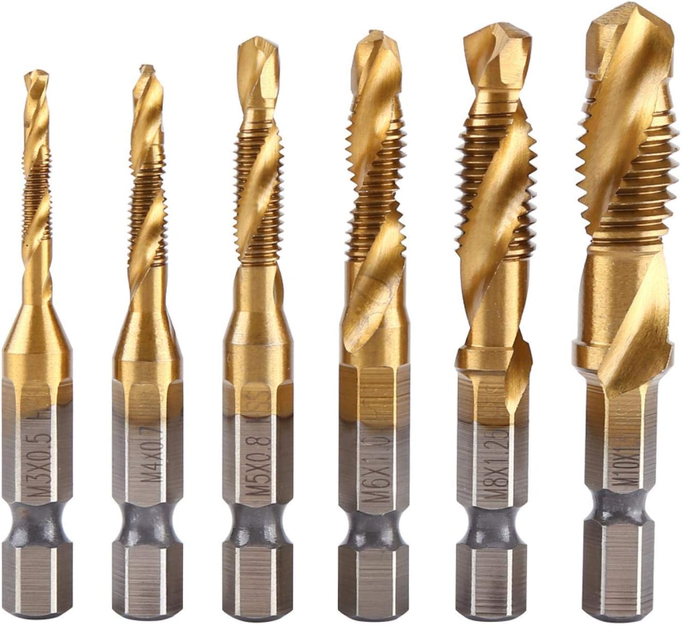 6 Hss M3-m10 Gewindebohrer Mit 1/4"-sechskantschaft