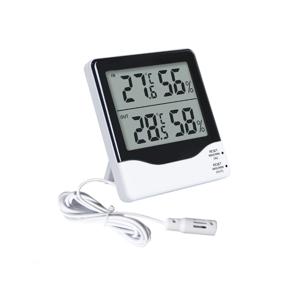 Numerisches Innen-/außenthermometer, Großer Bildschirm Mit Maximalen Und Minimalen Werten, Innen- Und Außentemperatur Schwarz/weiß