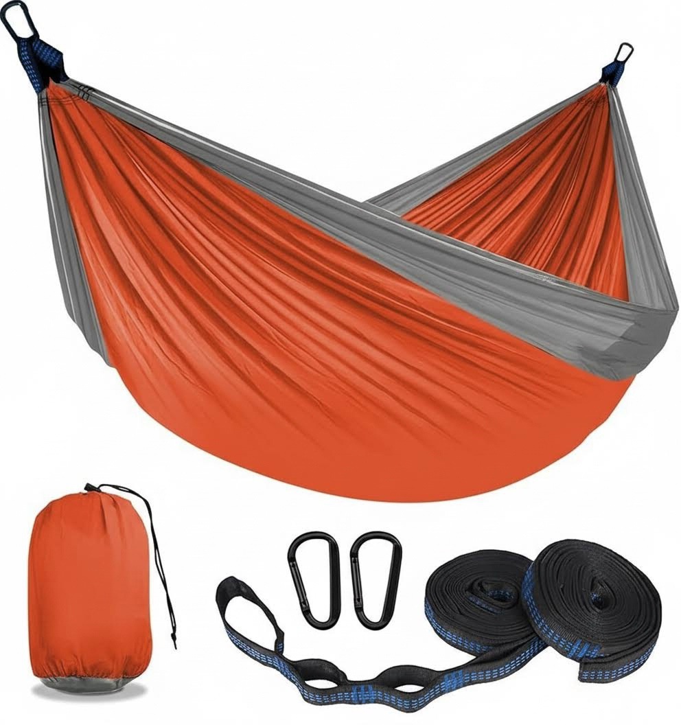 Hamac Double Extérieur 2 Personnes 300x200cm – Resistent – Nylon Ripstop Diamond – Sans Nœuds 60 Sec – Mousquetons Lisses – Sac Compressible