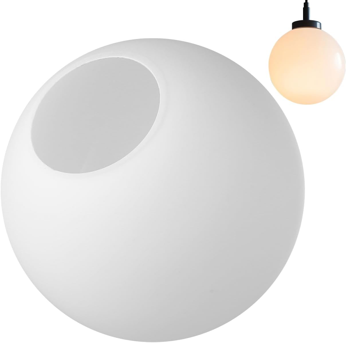 Abat-jour Rond En Verre Dépoli Blanc 15cm Pour Lampe Suspendue Plafonnier Boule Luminaire Intérieur Salon Chambre