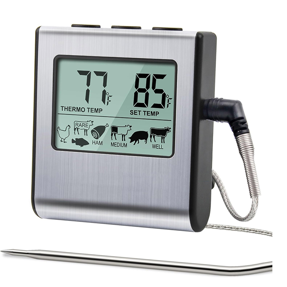 Numerisches Thermometer Mit Sonde Aus Edelstahl Gießen Sie Flüssigkeiten, Vier, Rauch, Barbecue, Confiserie, Huile Und Friture