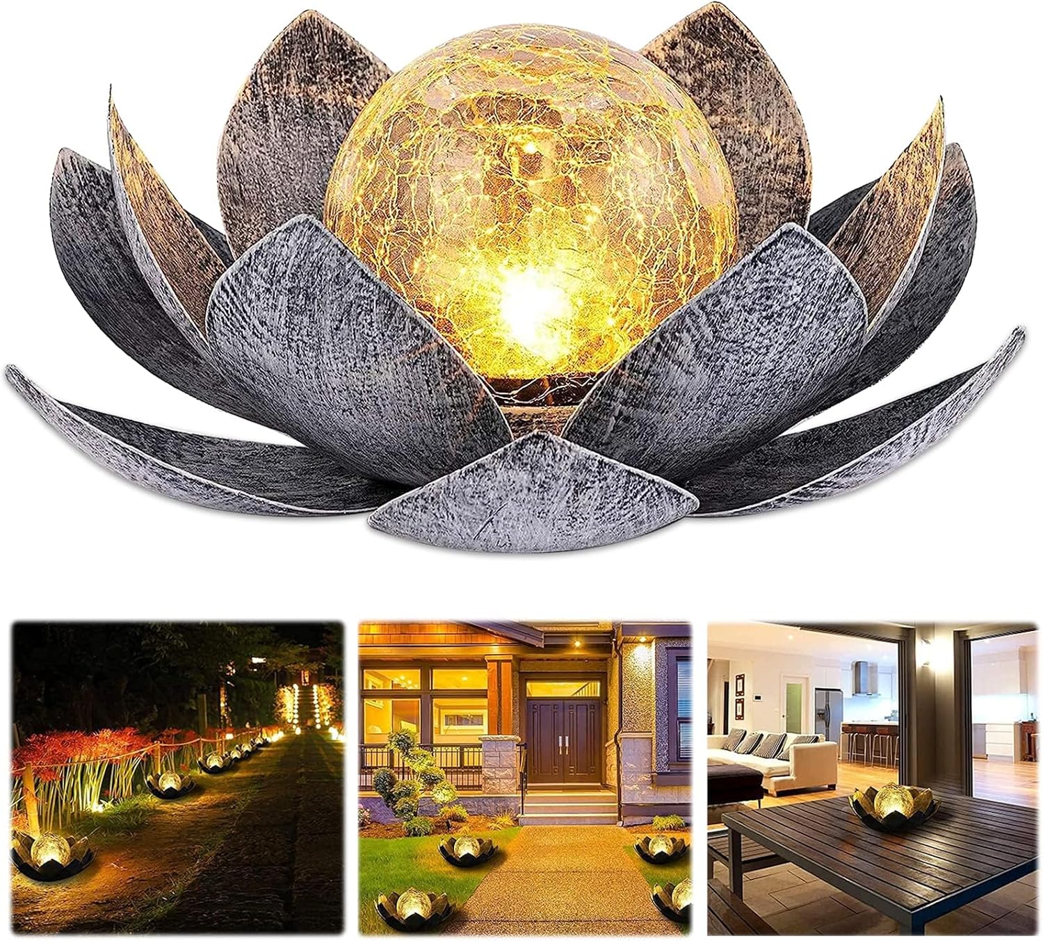 Außen-solarlampe, Lotus Mit Heller, Heller Und Leuchtender Beleuchtung, Veranda, Terrasse, Hof, Veranda, Balkon
