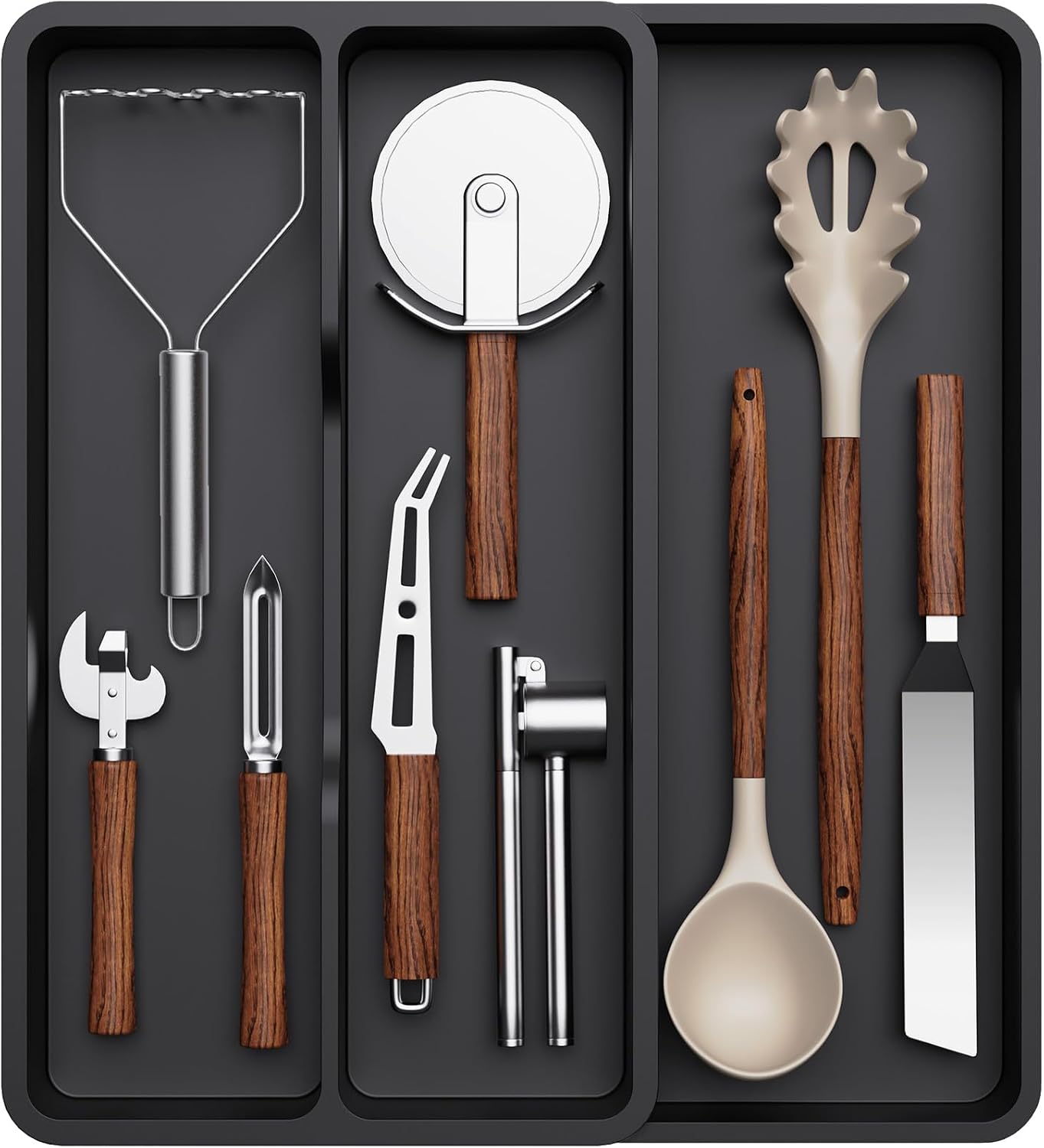 Range Extensible, Range Couverts In Tiroir, Separateur Tiroir In Cuillères, Fourchettes, Couteaux, Noir Porte-couverts Aus Kunststoff